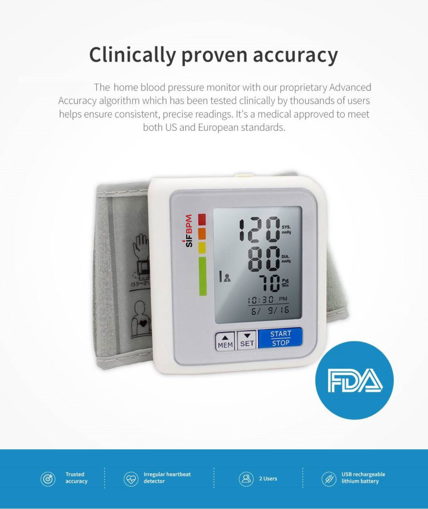 FDA Accurate Wrist Blood Pressure Monitor SIFBPM3.2 SIFSOF